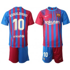 Camisolas de futebol FC Barcelona Ronaldinho 10 Criança Equipamento Principal 2021/22 Manga Comprida